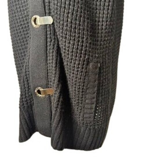 Michael Kors Wool Blend Black Chunky Cardigan Womens XL Gold Dressy Art Deco - Picture 3 of 12
